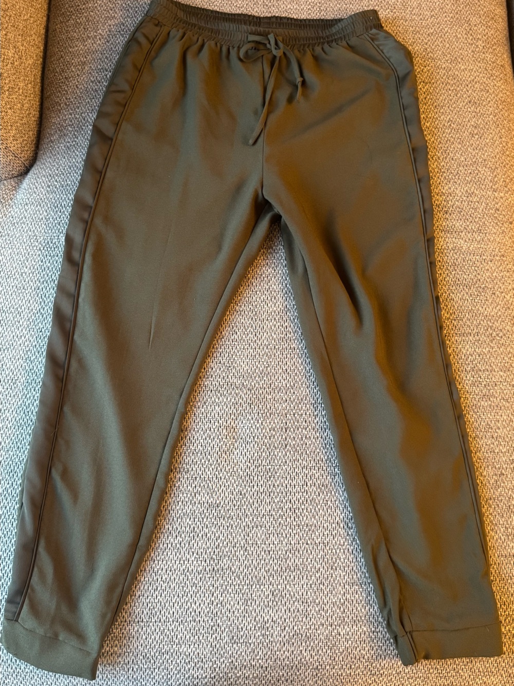 Molly Bracken Olive Green Satin Side Stripe Jogger Pants Size Medium